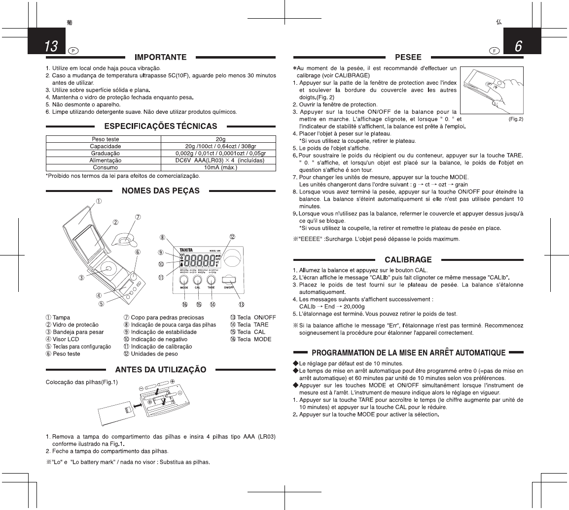 Page 9 of 12 - Tanita Tanita-1230-Owner-S-Manual