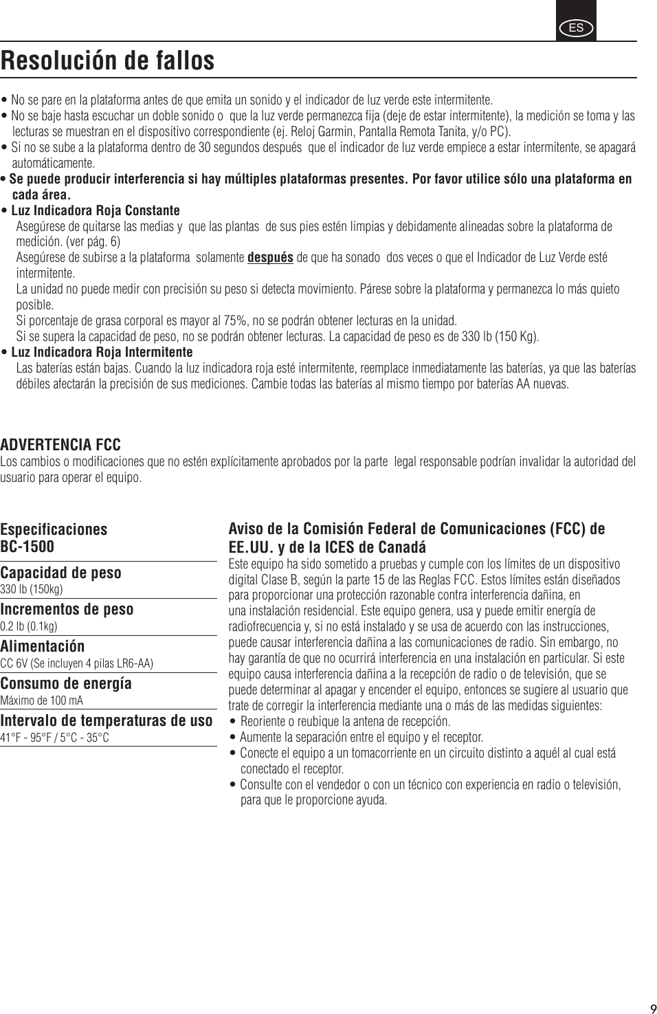 Page 11 of 12 - Tanita Tanita-Bc-1500-Owner-S-Manual