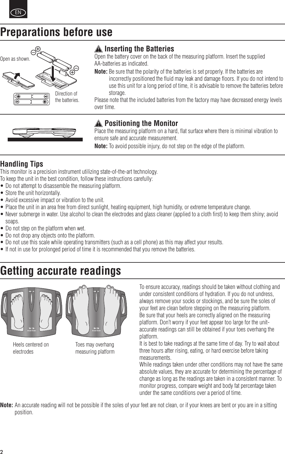 Page 4 of 12 - Tanita Tanita-Bc-1500-Owner-S-Manual
