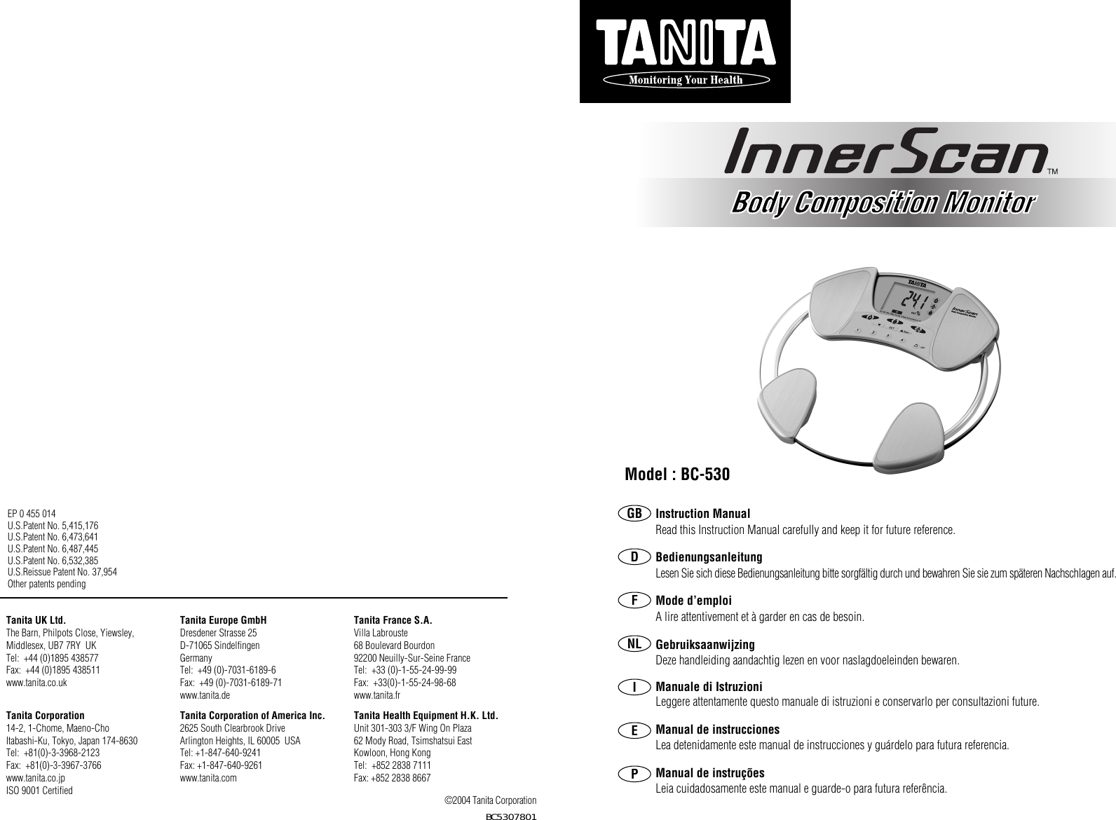 Page 1 of 4 - Tanita Tanita-Body-Composition-Monitor-Bc-530-Users-Manual- BC-530  Tanita-body-composition-monitor-bc-530-users-manual