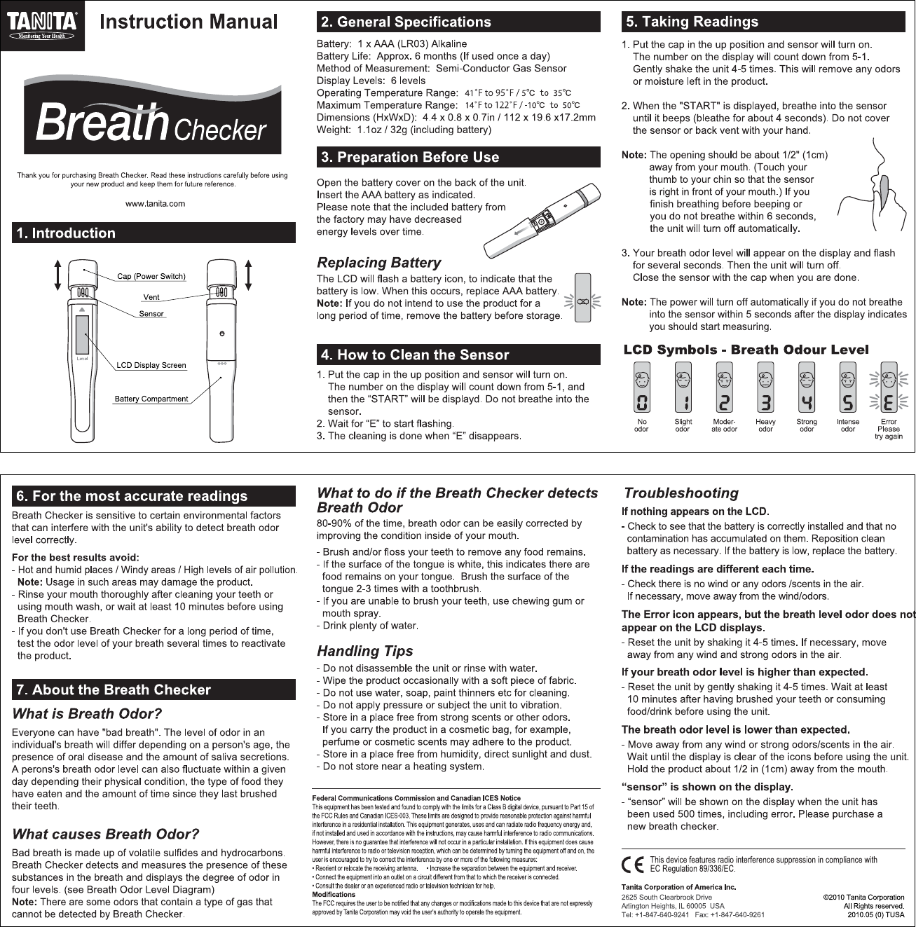 Page 1 of 1 - Tanita Tanita-Hc-212Sf-Owner-S-Manual HC-212SF Breath Checker_Manual(ENG)_R0(outline)-2