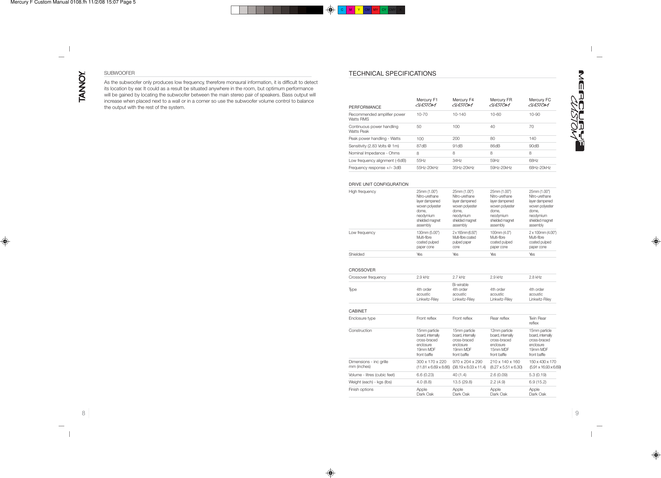 Page 5 of 9 - Tannoy Mercury F Custom User Manual  To The 75ee08a1-eb0e-4e90-91e4-aa62a83cd88e