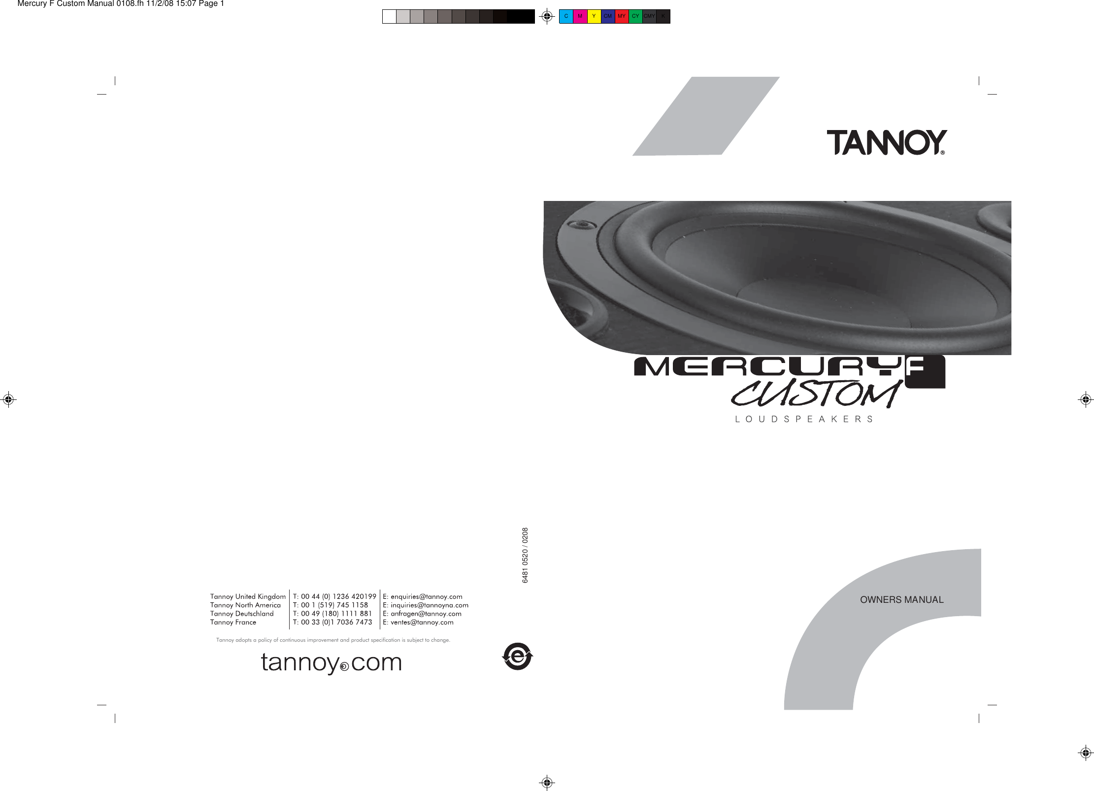 Page 9 of 9 - Tannoy Mercury F Custom User Manual  To The 75ee08a1-eb0e-4e90-91e4-aa62a83cd88e