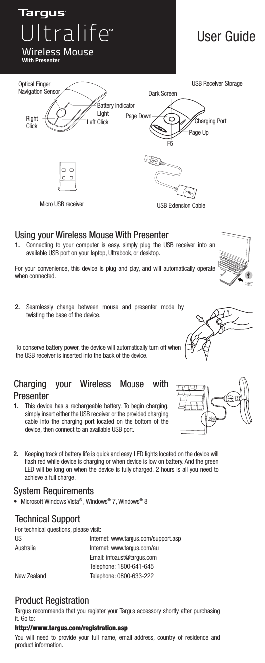 Page 1 of Targus 000044 Targus Wireless Mouse with Presenter User Manual 