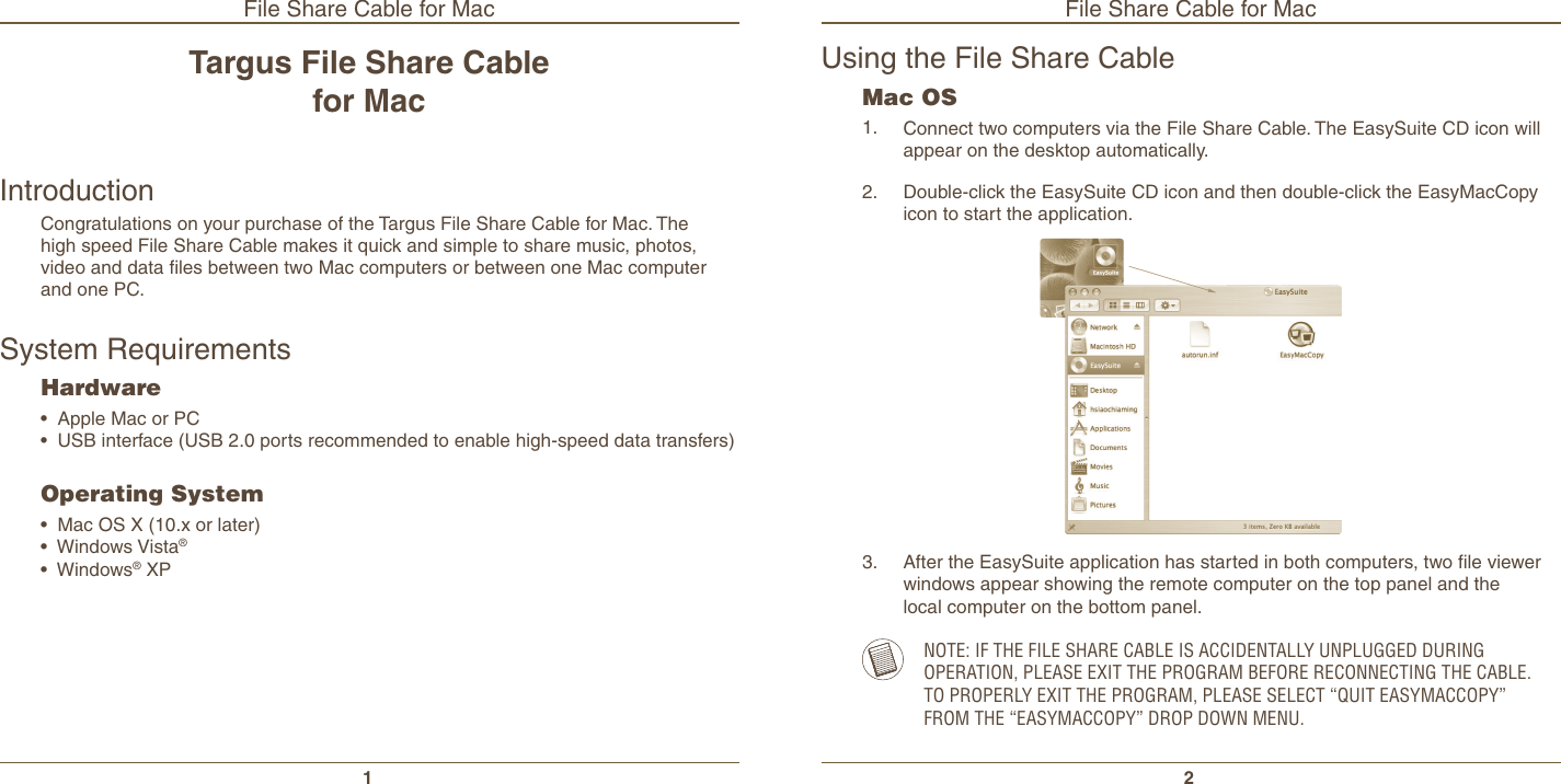 Page 2 of 6 - Targus Targus-File-Share-Cable-N2953-Users-Manual-  Targus-file-share-cable-n2953-users-manual