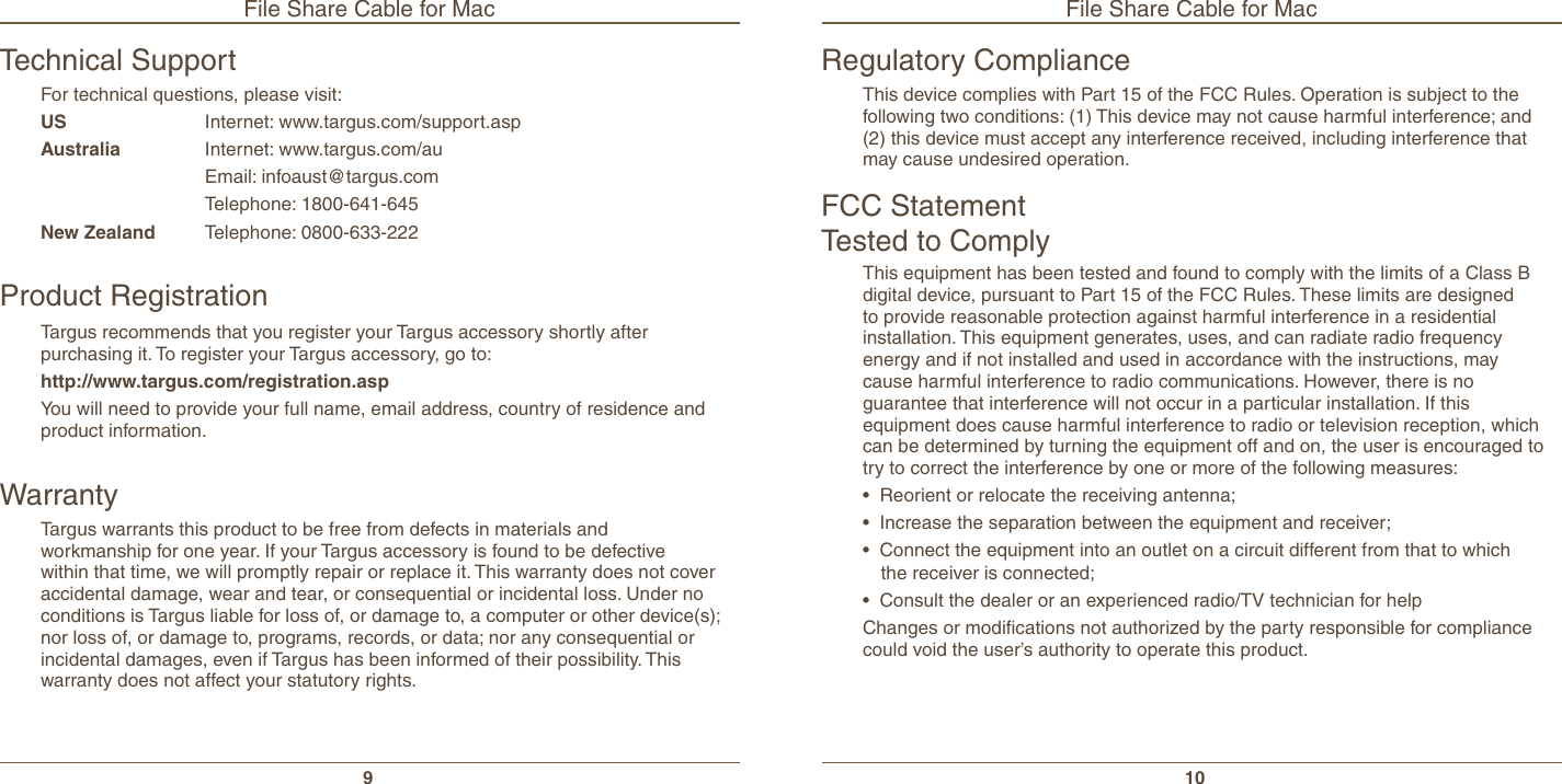 Page 6 of 6 - Targus Targus-File-Share-Cable-N2953-Users-Manual-  Targus-file-share-cable-n2953-users-manual