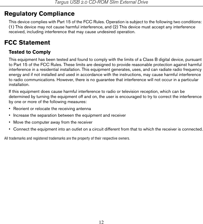 Page 12 of 12 - Targus Targus-Pacd010-400-0137-001B-Users-Manual- PACD010U  Targus-pacd010-400-0137-001b-users-manual