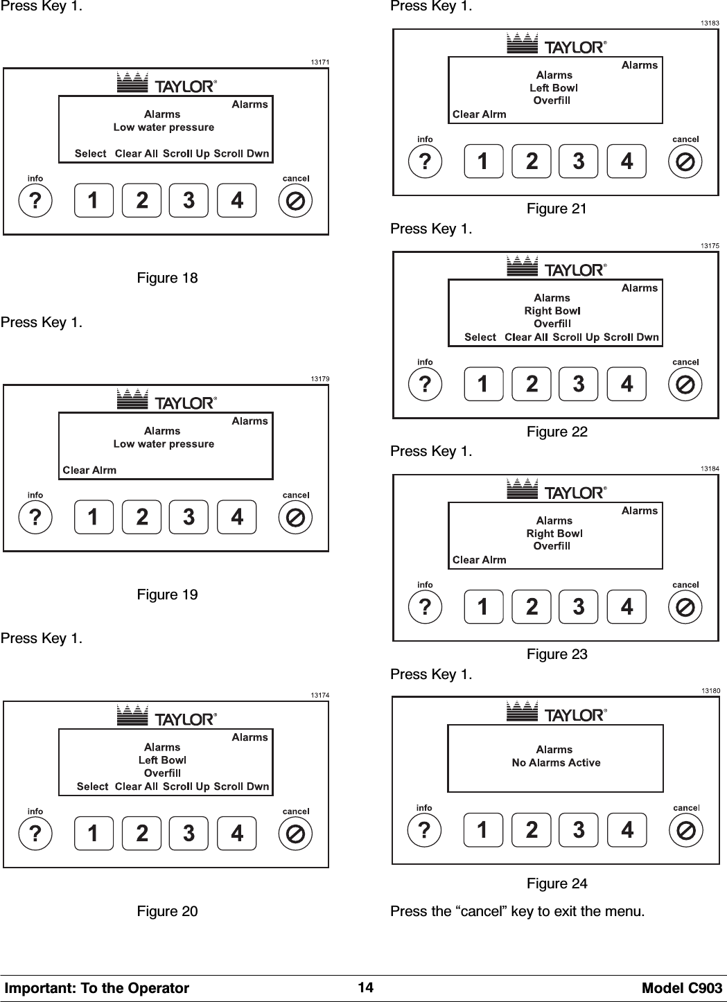  0RGHO &amp;,PSRUWDQW 7R WKH 2SHUDWRU3UHVV .H\ )LJXUH 3UHVV .H\ )LJXUH 3UHVV .H\ )LJXUH 3UHVV .H\ )LJXUH 3UHVV .H\ )LJXUH 3UHVV .H\ )LJXUH 3UHVV .H\ )LJXUH 3UHVV WKH &acute;FDQFHO&micro; NH\ WR H[LW WKH PHQX