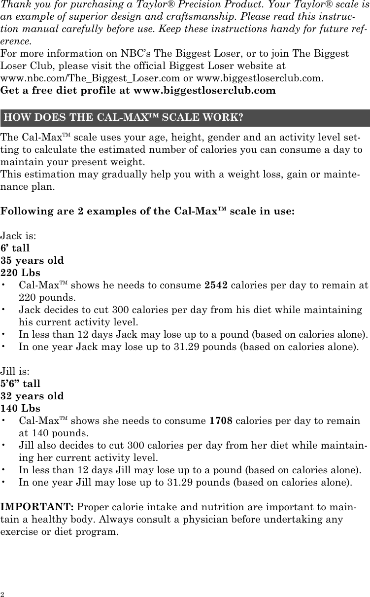 Page 2 of 8 - Taylor Taylor-7544Bl-Users-Manual-  Taylor-7544bl-users-manual