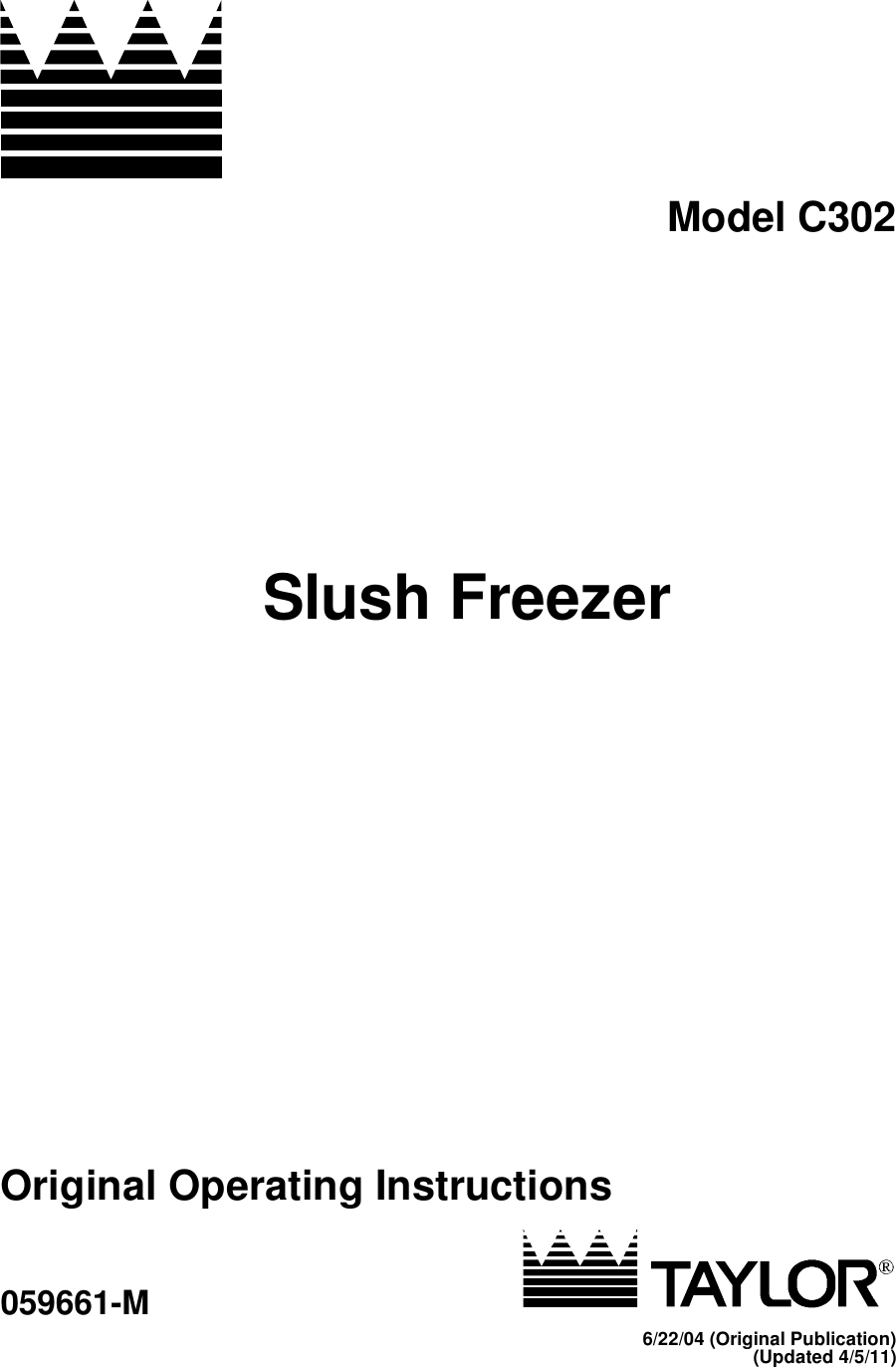 Taylor Blender C302 Users Manual OpCvr
