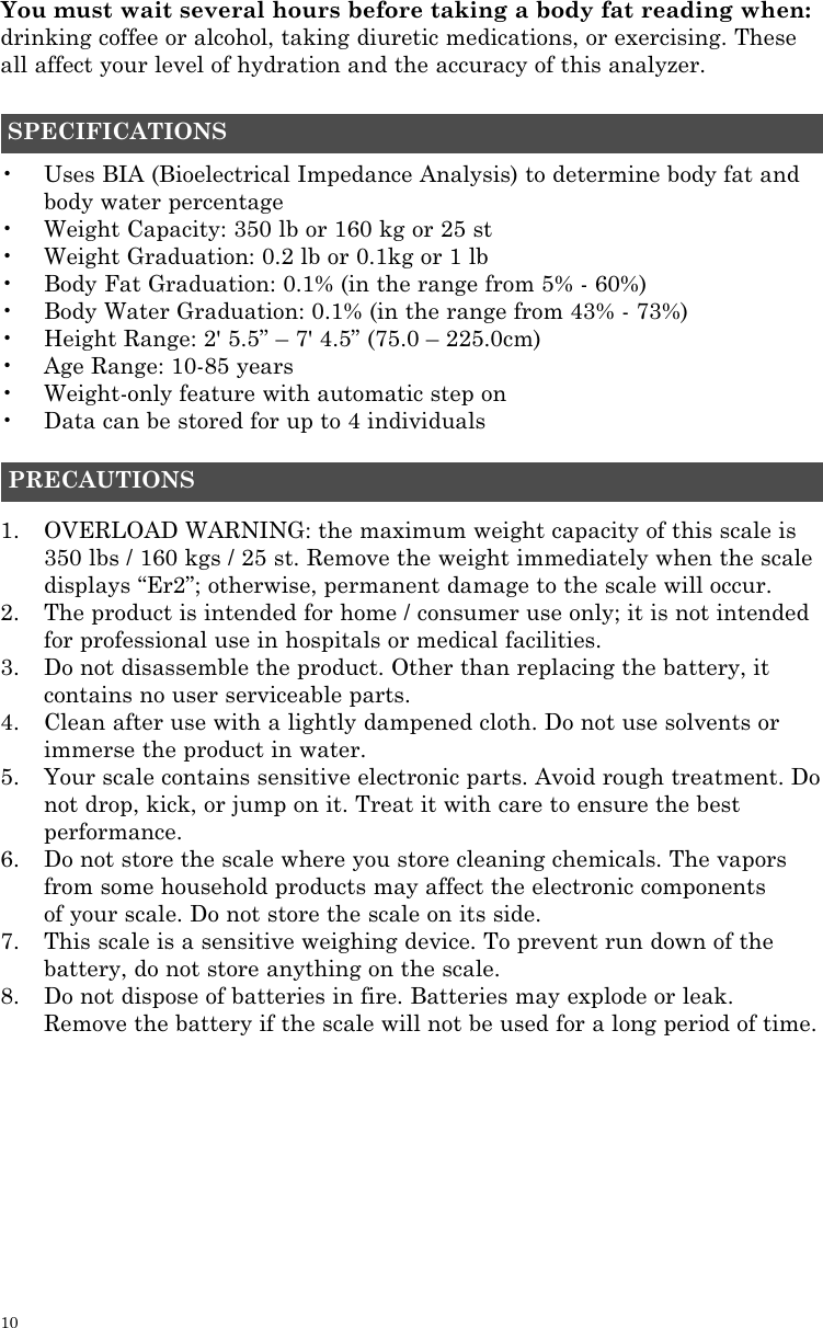 Page 10 of 12 - Taylor Taylor-Taylor-Scale-5738Bl-Users-Manual-  Taylor-taylor-scale-5738bl-users-manual