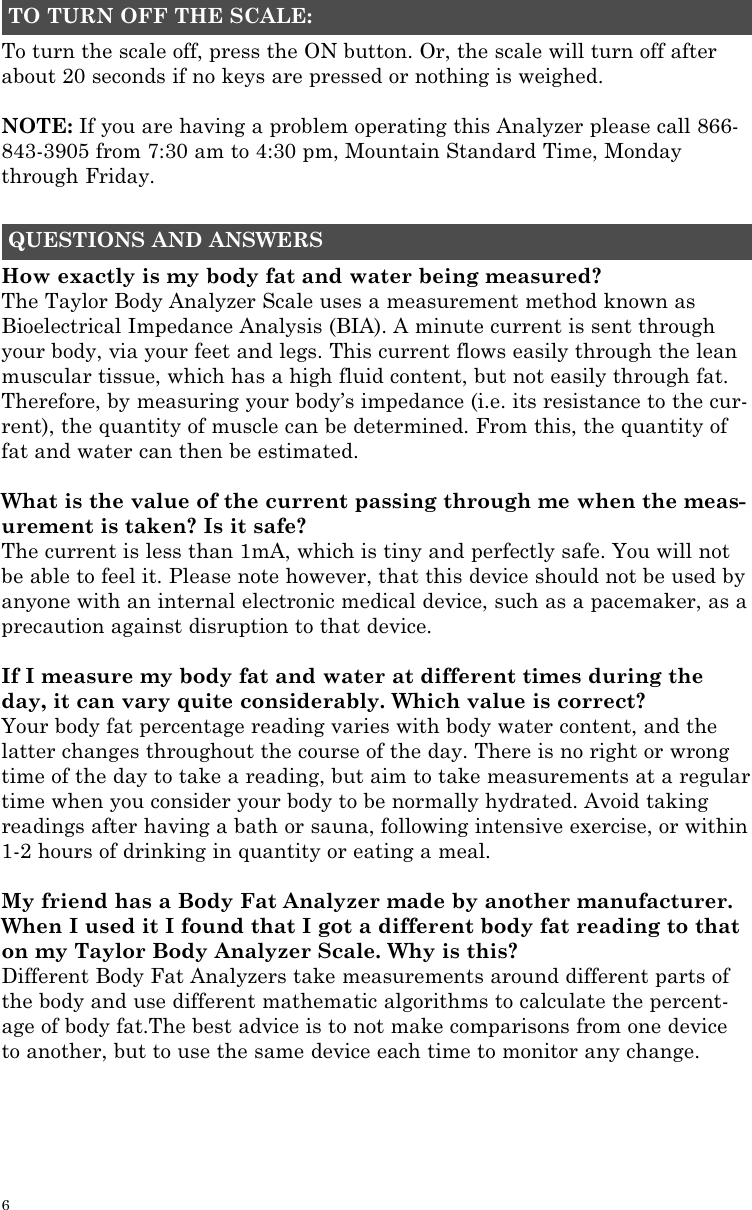 Page 6 of 12 - Taylor Taylor-Taylor-Scale-5738Bl-Users-Manual-  Taylor-taylor-scale-5738bl-users-manual