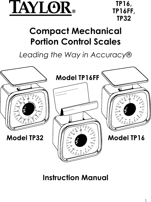 Page 1 of 4 - Taylor Taylor-Taylor-Scale-Tp32-Users-Manual-  Taylor-taylor-scale-tp32-users-manual