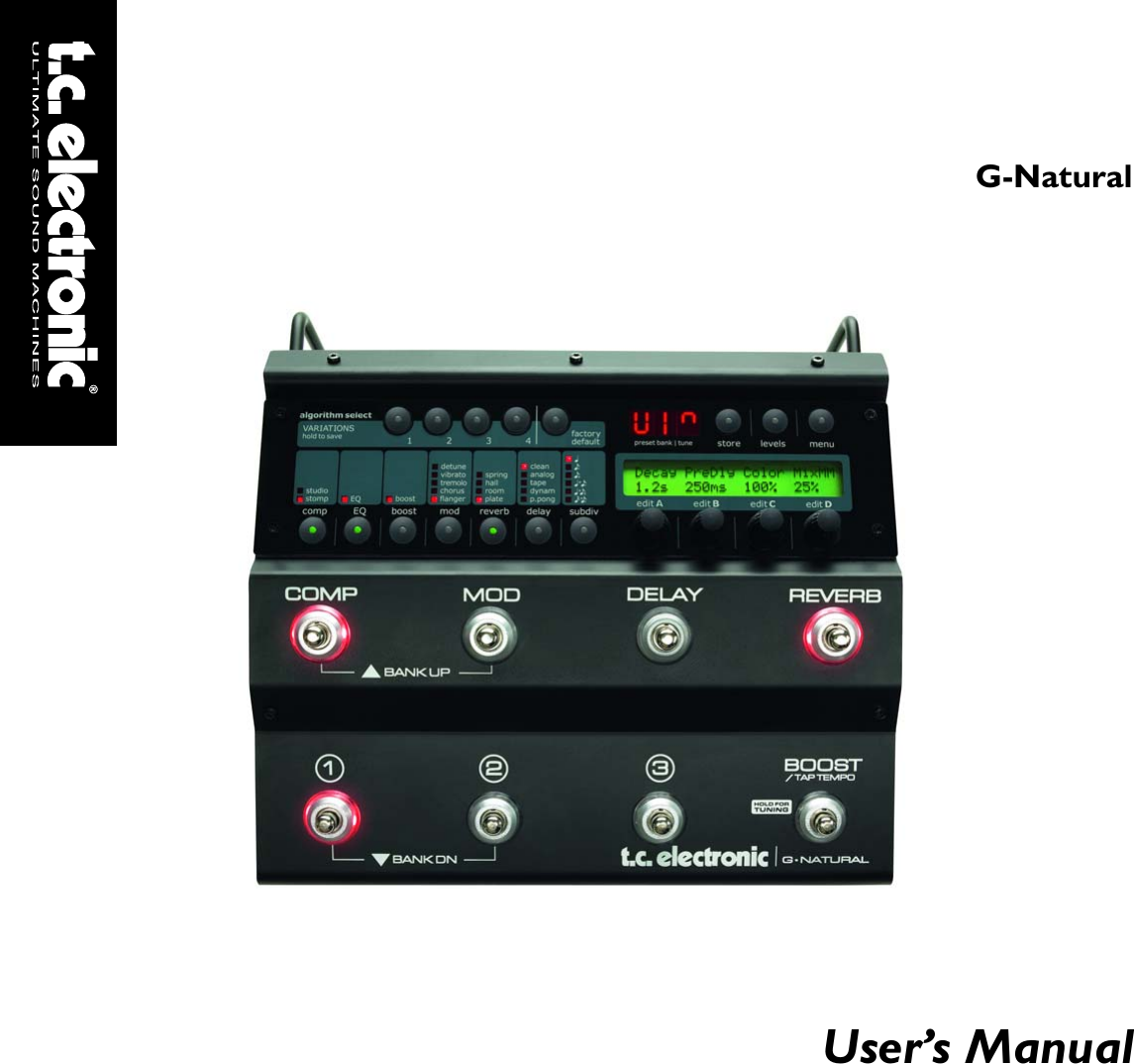 Tc Electronic Sdn Bhd Multi Effects Processor G Natural Users Manual G