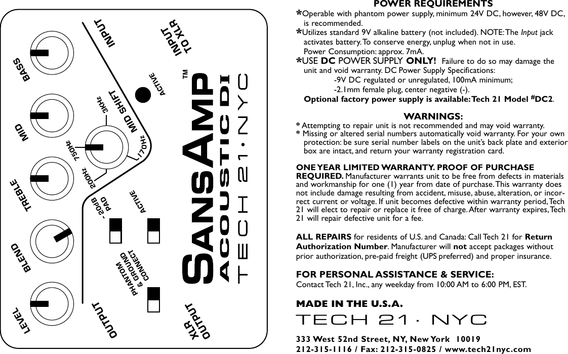 Tech 21 sansamp схема