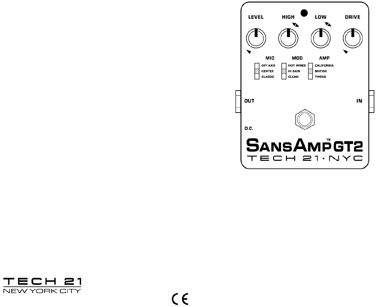 TECH 21 GT2 サンズアンプ SansAmpギター用アナログアンプ