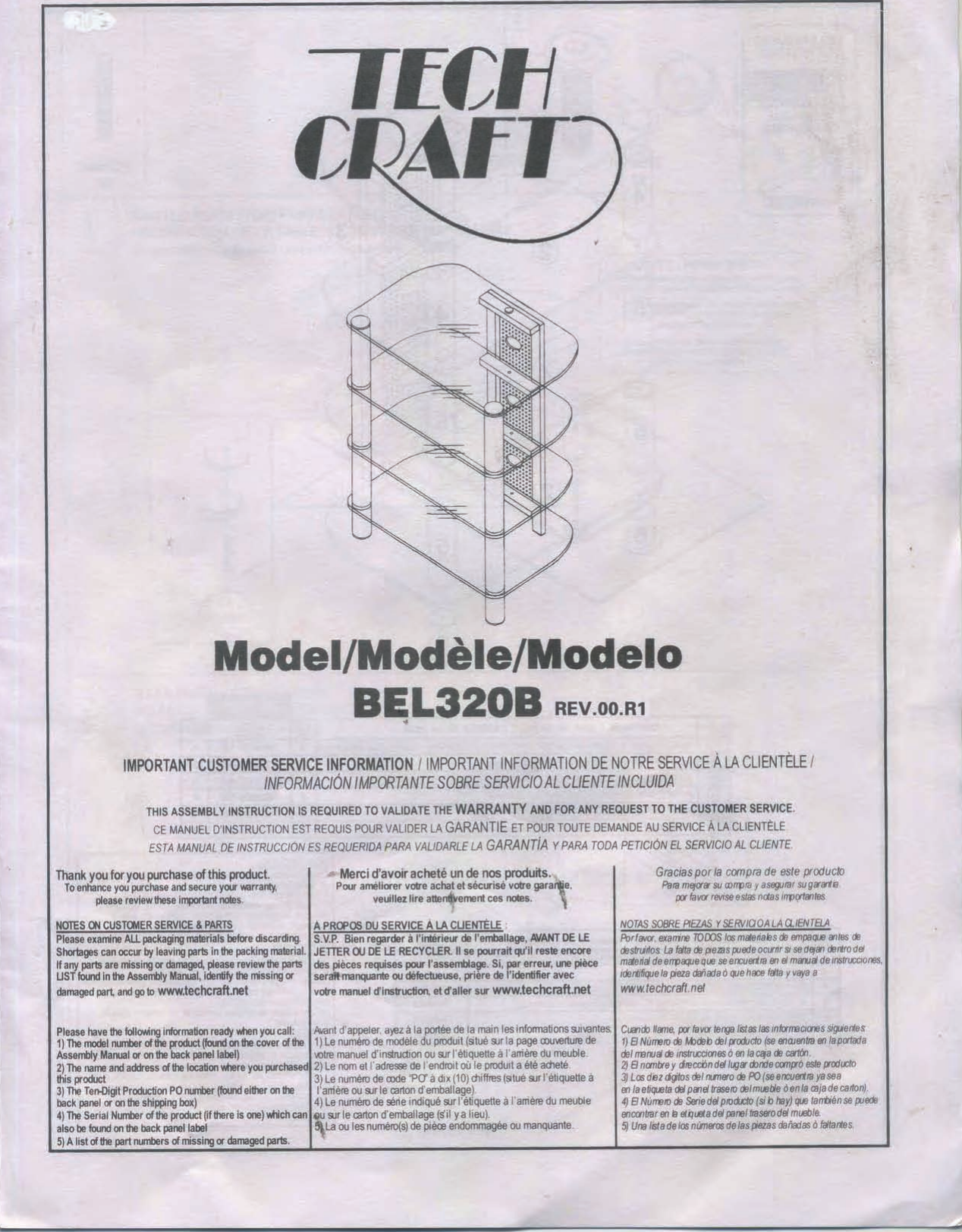 Page 1 of 6 - Tech-Craft Tech-Craft-Bel320B-Users-Manual-  Tech-craft-bel320b-users-manual