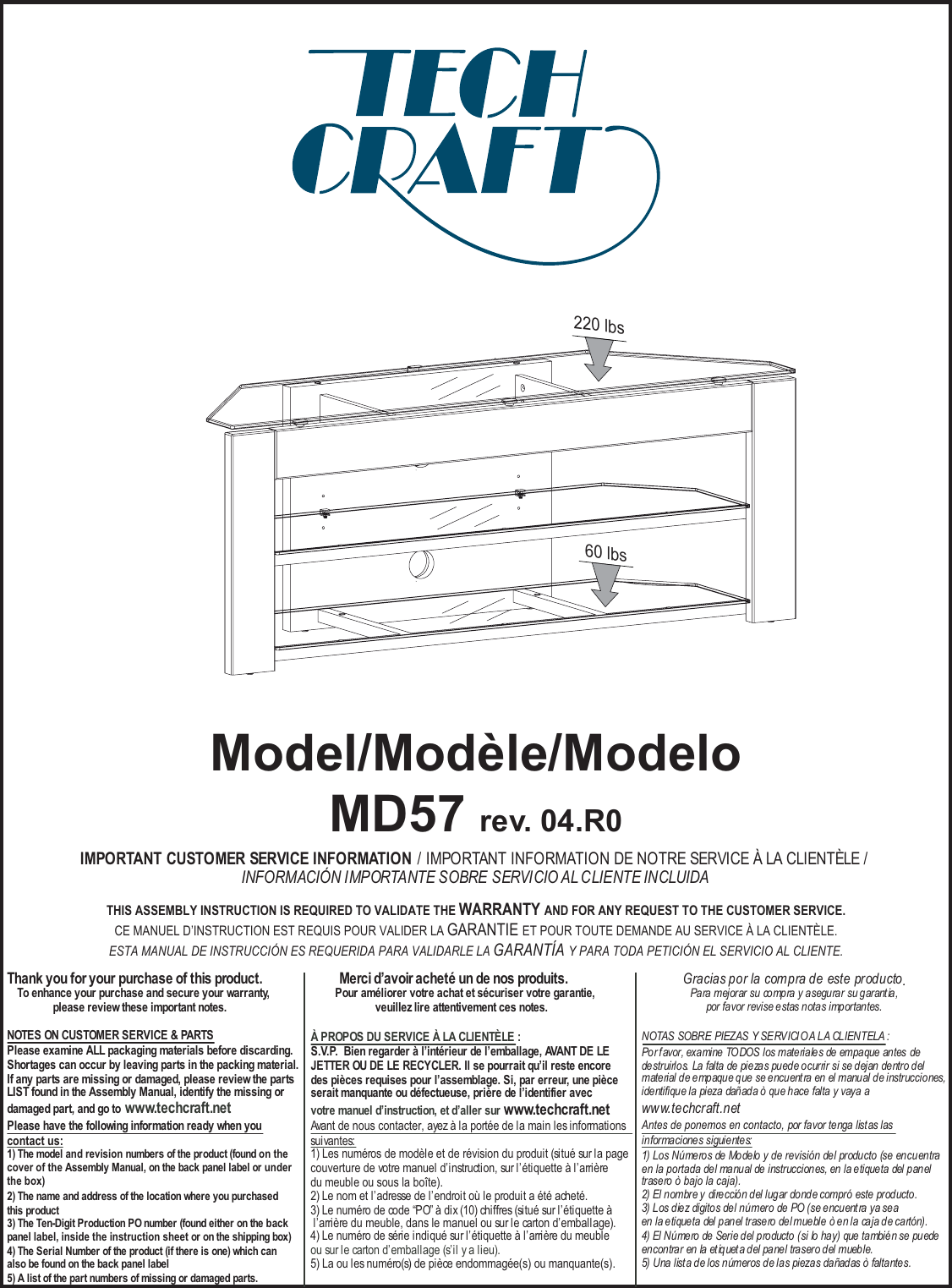 Page 1 of 6 - Tech-Craft Tech-Craft-Md57-Users-Manual- 57-1R4 Tech-craft-md57-users-manual