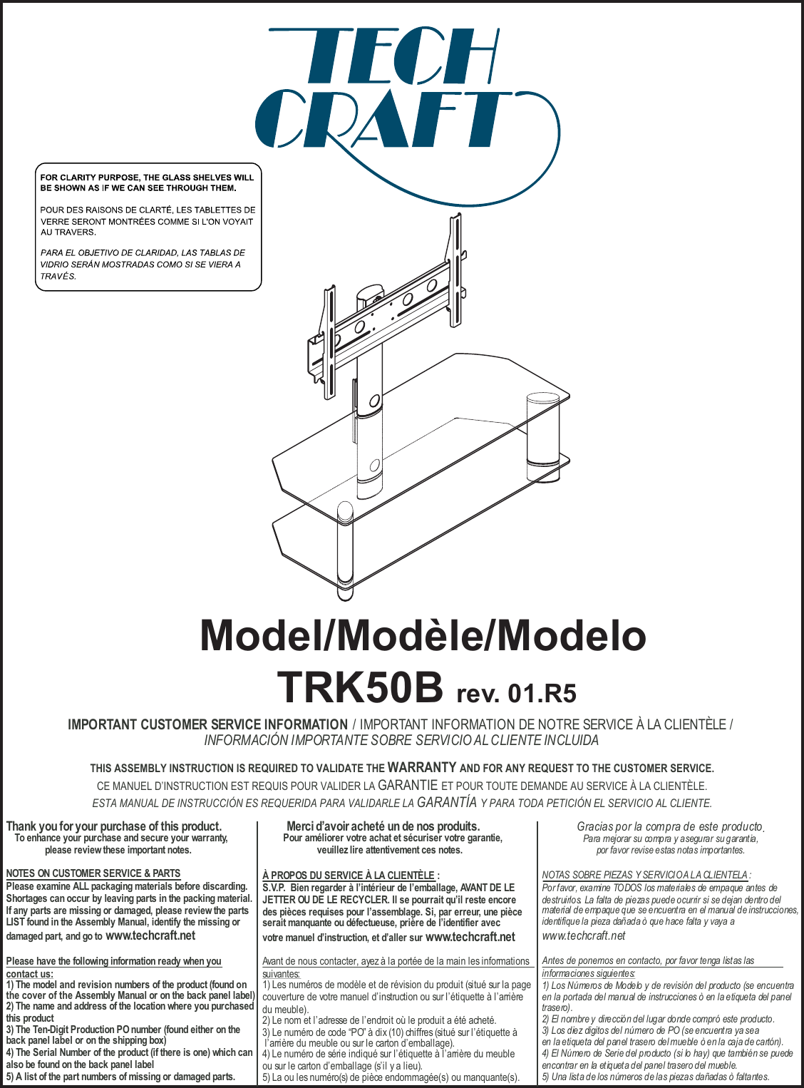 Page 1 of 6 - Tech-Craft Tech-Craft-Trk50B-Users-Manual- TRK50-1  Tech-craft-trk50b-users-manual