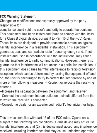 Power on: Under the condition of power off, long press the multifunctional button for 2 seconds,the blue light will flash for half a second with voice prompt of &ldquo;power on&rdquo;,then the blue indicator light will flash.Power off: Under the condition of power on,long press the multifunctional button for 3 seconds,the blue light will shine for half a second with voice prompt of &ldquo;power off&rdquo;,then the red indicator light will shine for a second and off which means powered off.Paring: Under the condition of power off,long the press the multifunctional for 3 seconds until the blue and red LED lights flashing with the voice prompt of &ldquo;pairing&rdquo;,turn on the Bluetooth function on the phone and search new devices,then paring the &ldquo;BH1521&rdquo; on the list,the blue and red lights will stop crossing flashing,only flashing with blue light after successful paring.※If stop pressing before cross flashing of blue and red light,it will enter into the status of power on,it needs to turn off the headsets to re-operation.Answer phone calls: when phone calls coming,shortly press the multifunctional button and will go with the beep prompt sound.Reject phone calls: when phone calls coming,long press the multifunctional button for 2 seconds and will go with the beep prompt sound.End calls: when on the phone,shortly press the multifunctional button and will go with the beep prompt sound.Adjust the volume when on the phone: every press on the volume up or the volume down will increase or decrease the volume and it will have the prompt sound when the volume up the maximum or minimum.Redial phone calls: when standby or playing music,double press the multifunctional button,the headsets will control the phone automatically to dials out the phone number you dialed last and it will go with the beep prompt sound. Compatible to two phones:The process is list below:a.After successful connecting with first phone,turn off the Bluetooth of the first phone.b.After shutting down the headsets,reboot the headsets until the blue and red LED lights cross flashing(long press the multifunctional button for 5 seconds),enter into the status of paring again.c.Turn on the Bluetooth of the second phone and search the new device,connect the headsets follow the usual operation.d.Turn on the Bluetooth of the first phone,starting to connect with the headset again.e.Then two phones are successfully connect with the headsets.(tips:when connecting with two phones at the same time,it does not mean that you can listen to the music from those two phones,it just mean that those two phone playing music at the same time,one phone will paused or the Bluetooth is turn off,the headsets will connect with the other phone automatically.) Operation(playing musicPlaying music: operate on the phone or media player(some phones would start the music player automatically when connecting with Bluetooth stereo devices)Pause music: When playing music,Click the multifunctional button,the music will stop.Play music: (when paused the mucis)click the multifunctional button again.Volume up: Every press on the &ldquo;volume up button&rdquo;will increase the volume,it will have prompt sound when up to the max.Volume down:Every press on the &ldquo;volume down button&rdquo;will decrease the volume,it will have prompt sound when down to the min.Previous song:long press the volume up buttonNext song:long press the volume down buttonAnswer phone calls when playing music: shortly press the multifunctional button(the mucis will keep pausing)End phone calls after answering when playing music:shortly press the multifunctional button(the music will continue playing)Dial numbers when playing music: double clicking on the multifunctional button will dial the last calls before automatically(the music will keep pausing)The LED displays and relative prompt sound under kinds of condition:●Power on: The blue light will shine for one second●Power off: The red light will shine for 1 second●Pairing: The blue light and red light will shine alternately●Standby(no connecting with the Bluetooth): The blue light will shine every 2 seconds●Standby(connecting with Bluetooth): The blue light will shine twice every 3 seconds●When incoming calls:The blue light flash quickly ●When dialing: The blue light flash quickly●When on the phone: The blue light will shine twice every 3 seconds●When playing music: The blue light will shine twice every 3 seconds●When charging: The red light keep shining●Charging finished:The blue light keep shining●When in low batter: The red light will shine every 60 seconds and with the beep prompt sound.Remarks:The headsets will power off without connecting with any phone in 8 minutes.Pairing period: 3 minutes. It will exist the pairing mode without connecting with any phone in 3 minutes.Iphone battery display.FCC Warning StatementChanges or modifications not expressly approved by the party responsible forcompliance could void the user&rsquo;s authority to operate the equipment.This equipment has been tested and found to comply with the limits for a Class B digital device, pursuant to Part 15 of the FCC Rules. These limits are designed to provide reasonable protection against harmful interference in a residential installation. This equipment generates uses and can radiate radio frequency energy and, if not installed and used in accordance with the instructions, may cause harmful interference to radio communications. However, there is no guarantee that interference will not occur in a particular installation. If this equipment does cause harmful interference to radio or television reception, which can be determined by turning the equipment off and on, the user is encouraged to try to correct the interference by one or more of the following measures: --Reorient or relocate the receiving antenna.--Increase the separation between the equipment and receiver. --Connect the equipment into an outlet on a circuit different from that to which the receiver is connected.--Consult the dealer or an experienced radio/TV technician for help.This device complies with part 15 of the FCC rules. Operation is subject to the following two conditions (1) this device may not cause harmful interference, and (2) this device must accept any interference received, including interference that may cause undesired operation.