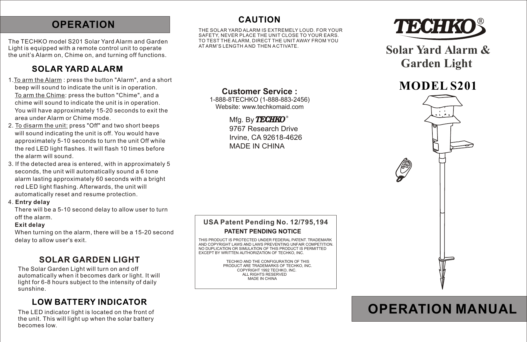 Page 1 of 2 - Techko Techko-S201-Users-Manual- S201 Manual  Techko-s201-users-manual