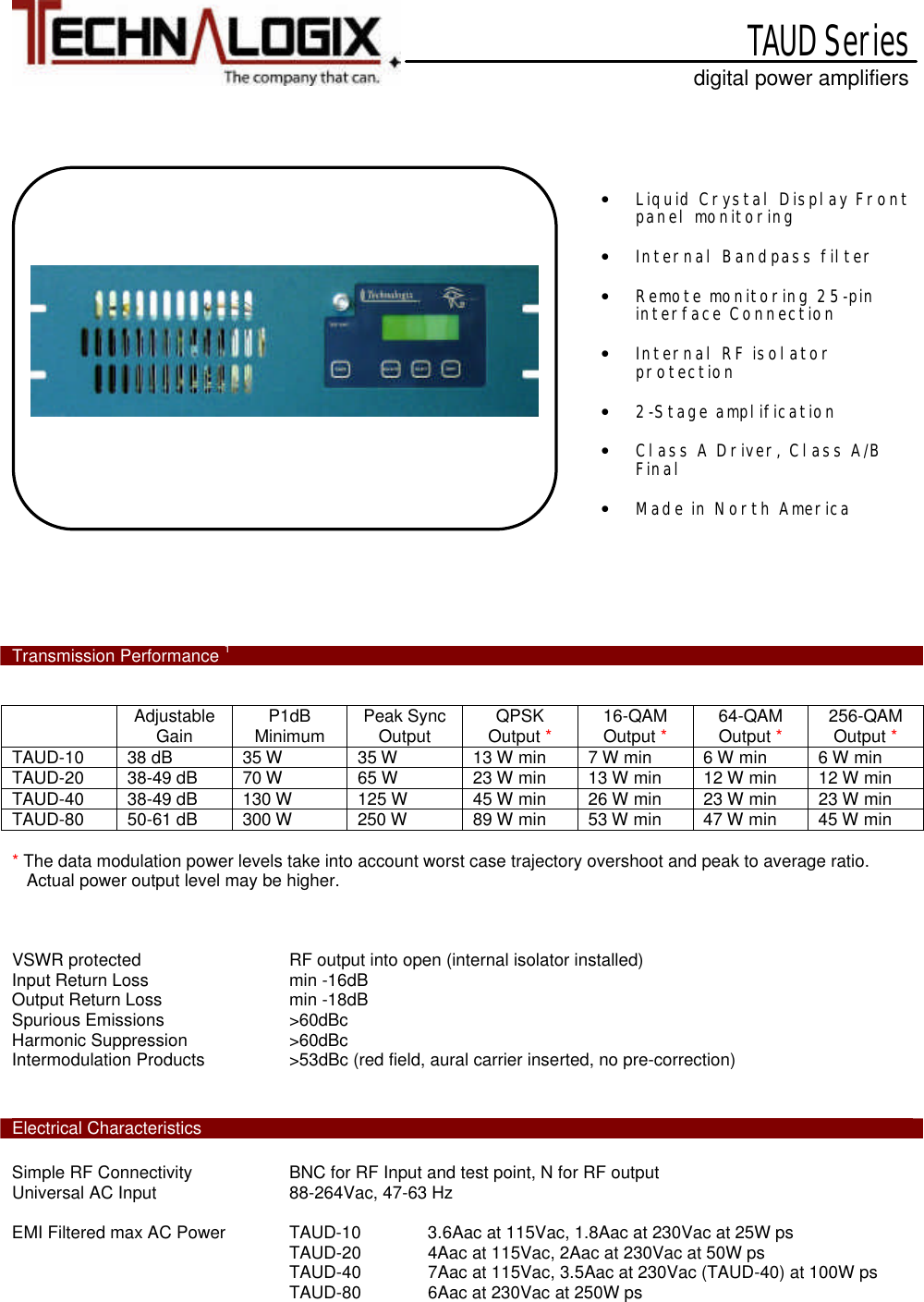 Page 14 of Technalogix TXUD40 30 Watt DTV Television Transmitter User Manual TAUD 40 Cover Page