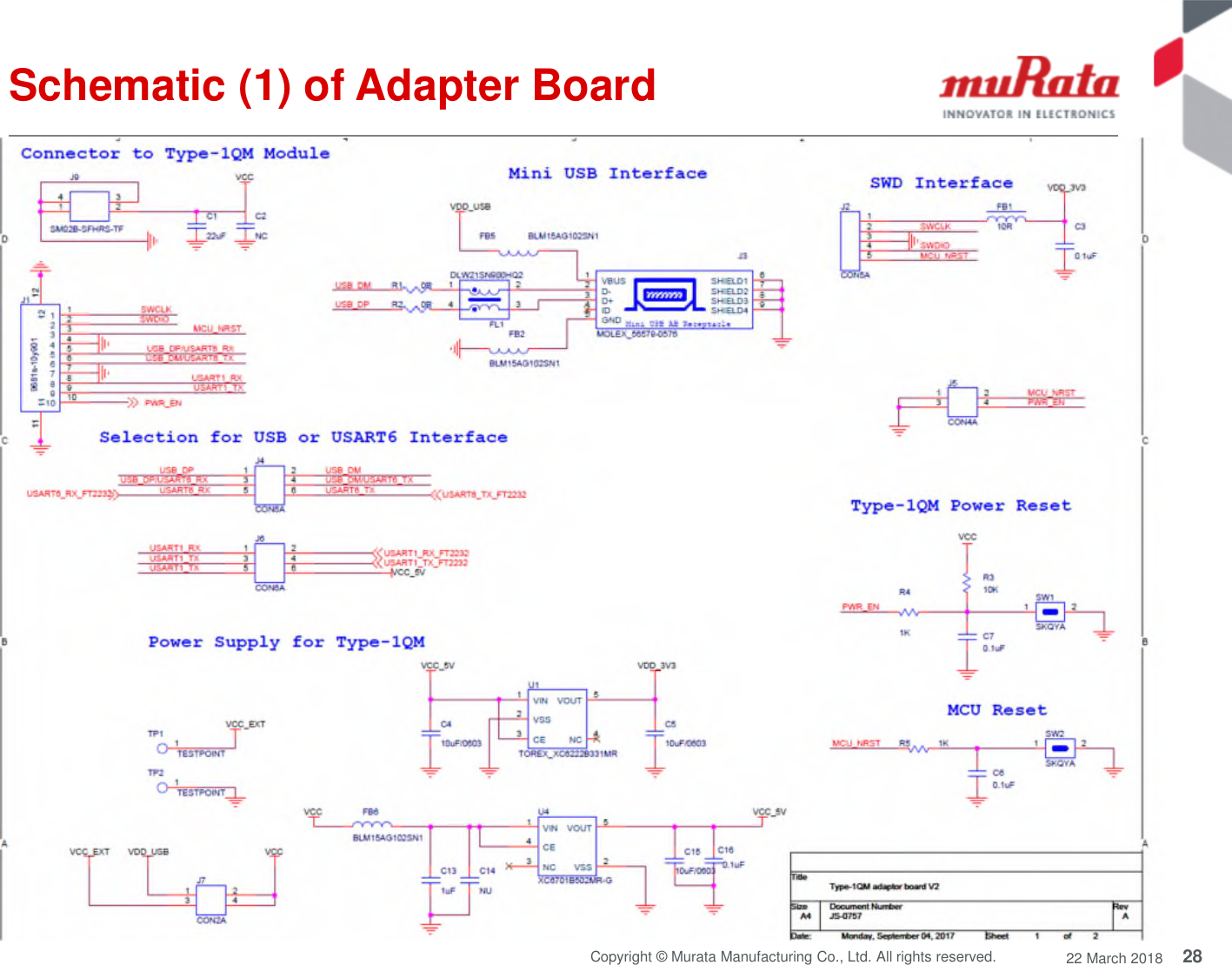 28Copyright © Murata Manufacturing Co., Ltd. All rights reserved. 22 March 2018Schematic (1) of Adapter Board