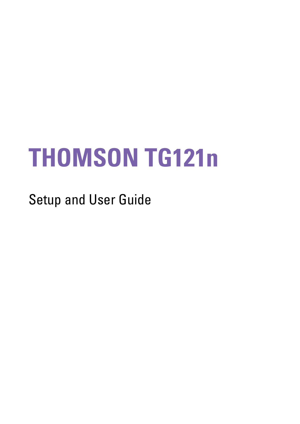 THOMSON TG121nSetup and User Guide