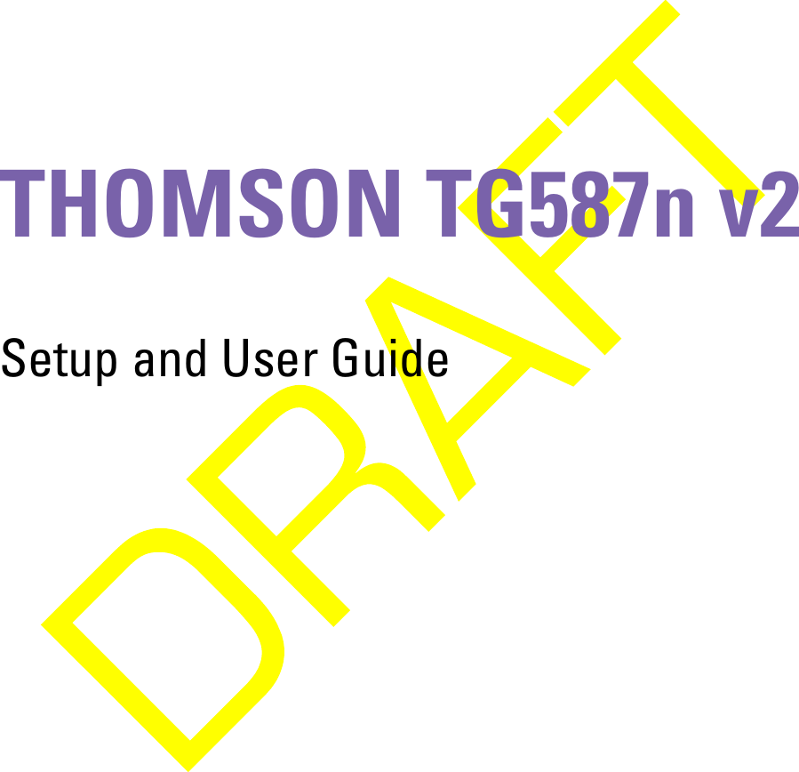 THOMSON TG587n v2Setup and User Guide