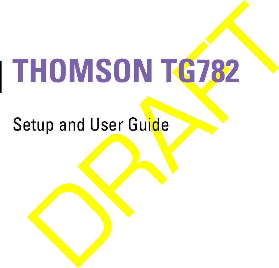 THOMSON TG782Setup and User Guide