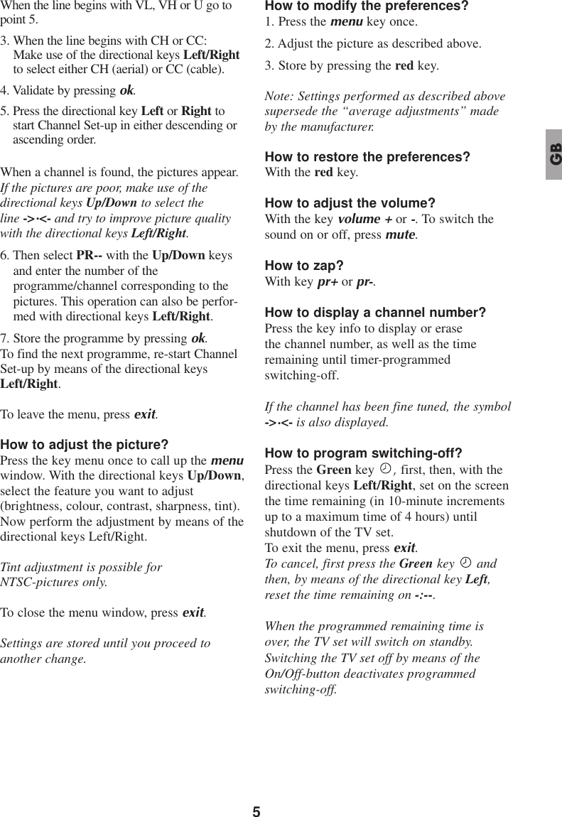 Page 6 of 8 - Technicolor Technicolor-M-5110-G-Users-Manual- NOTICE TV - SABA M5110G / M5515GT 253 355 90  Technicolor-m-5110-g-users-manual