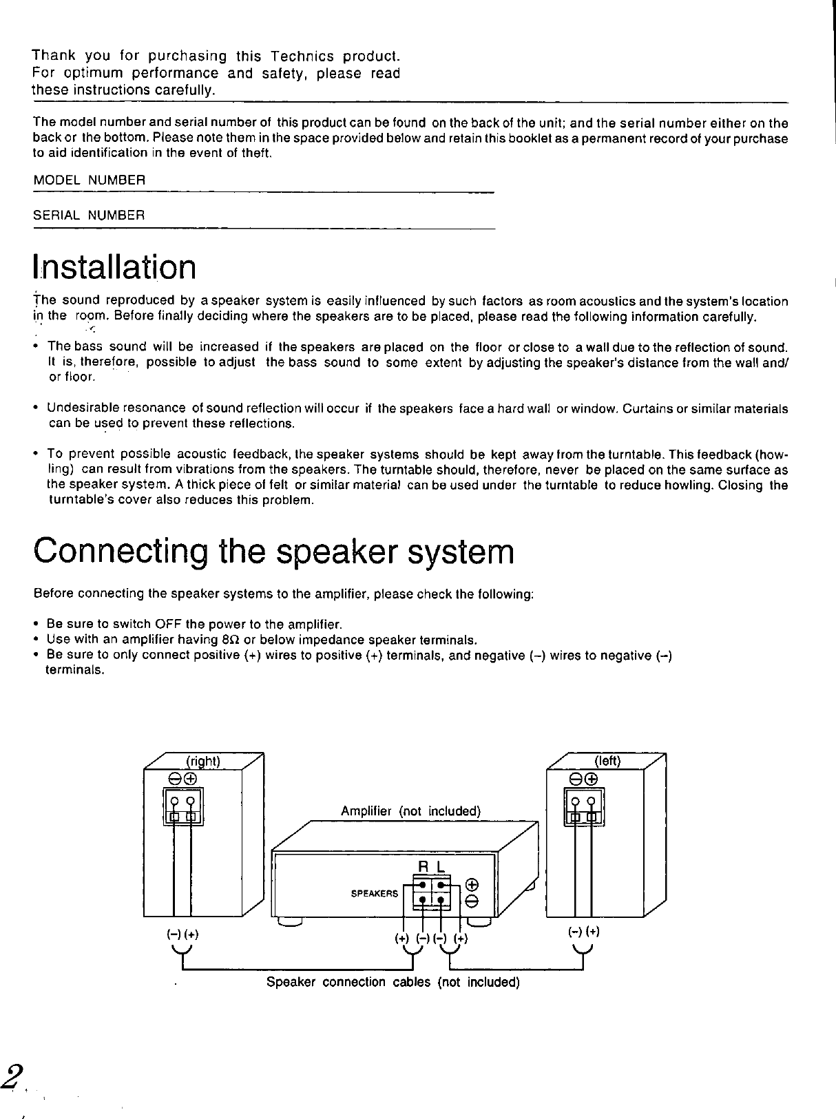Page 2 of 4 - Technics Technics-Sb-Lb910-Users-Manual- PDF File Created From A TIFF .  Technics-sb-lb910-users-manual