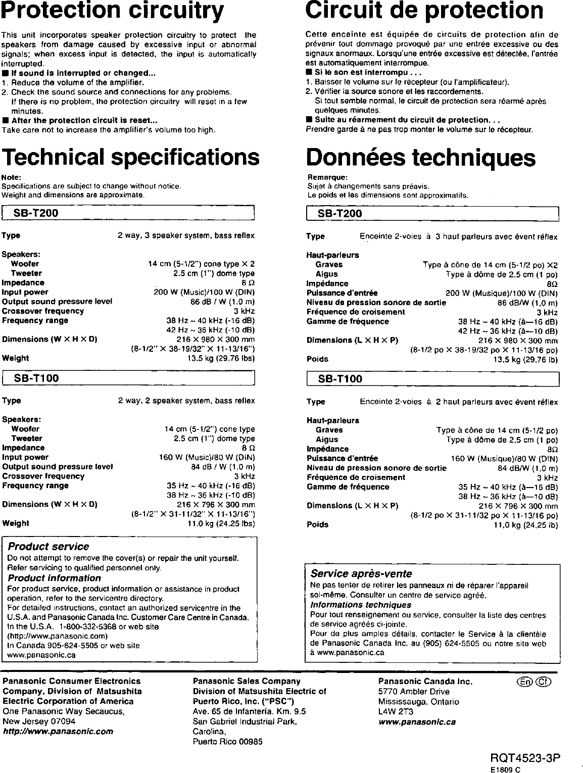 Page 4 of 4 - Technics Technics-Sb-T200-Owner-S-Manual PDF File Created From A TIFF .