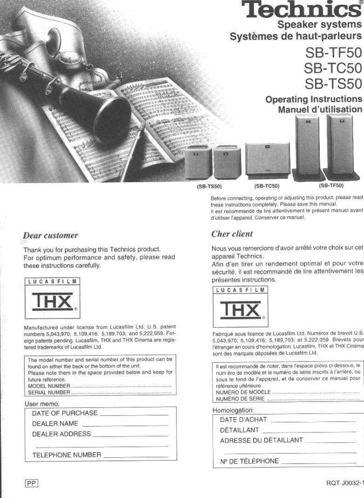 Page 1 of 8 - Technics Technics-Sb-Tf50-Users-Manual- PDF File Created From A TIFF .  Technics-sb-tf50-users-manual