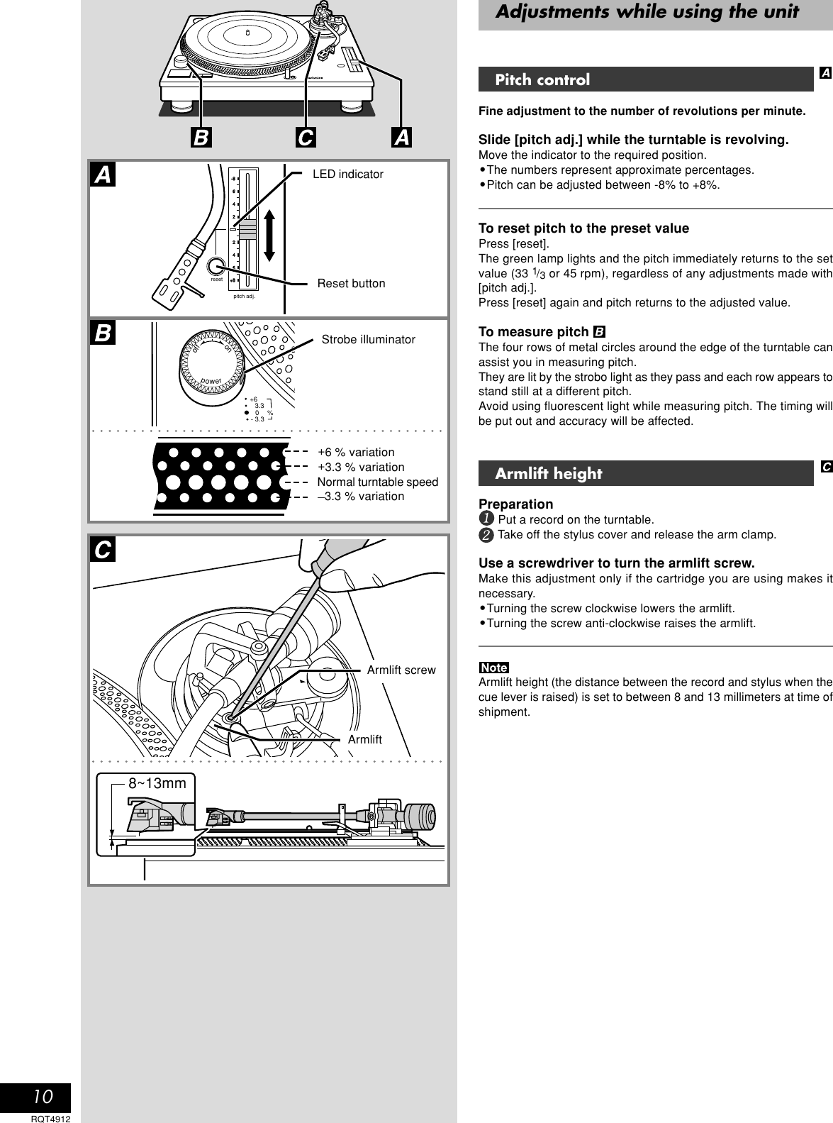 Page 10 of 12 - Technics Technics-Sl-1200M3D-Owner-S-Manual