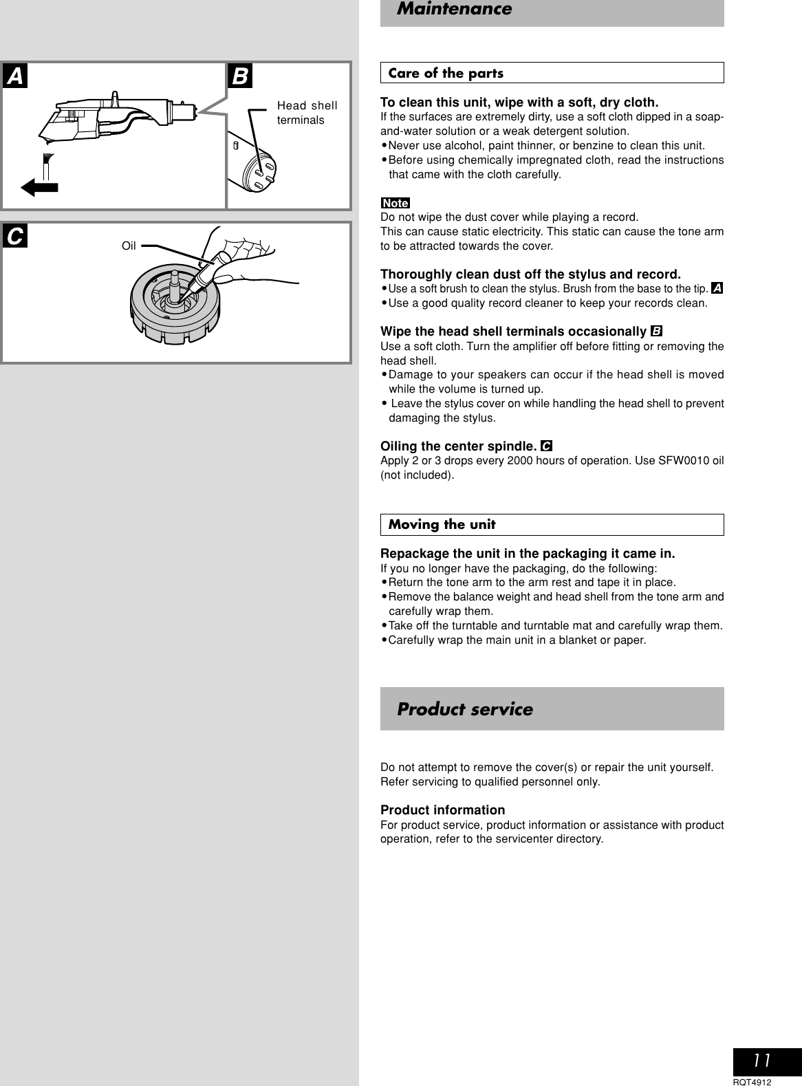 Page 11 of 12 - Technics Technics-Sl-1200M3D-Owner-S-Manual