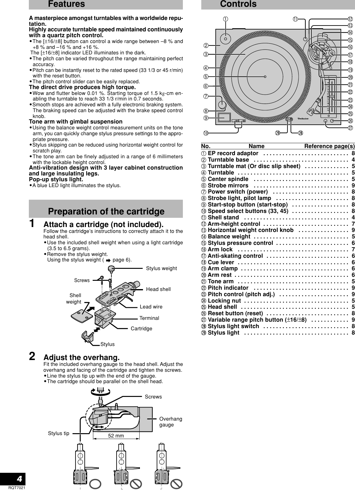 Page 4 of 12 - Technics Technics-Sl-1210M5G-Owner-S-Manual