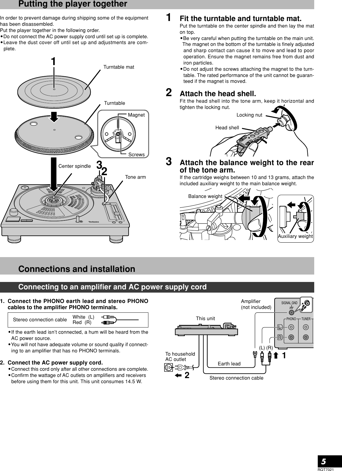 Page 5 of 12 - Technics Technics-Sl-1210M5G-Owner-S-Manual