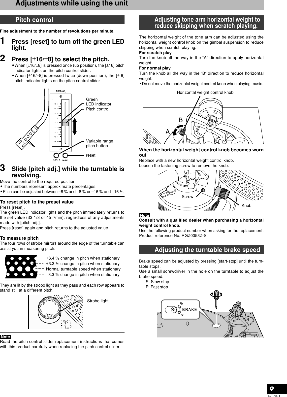 Page 9 of 12 - Technics Technics-Sl-1210M5G-Owner-S-Manual