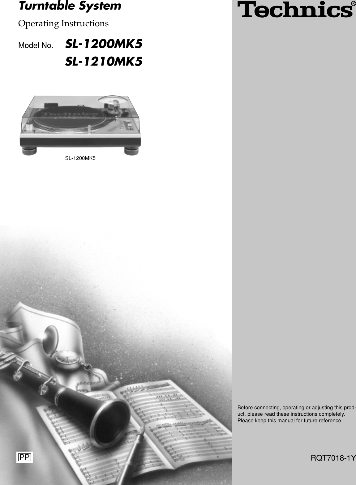 Page 1 of 12 - Technics Technics-Sl-1210Mk5-Owner-S-Manual
