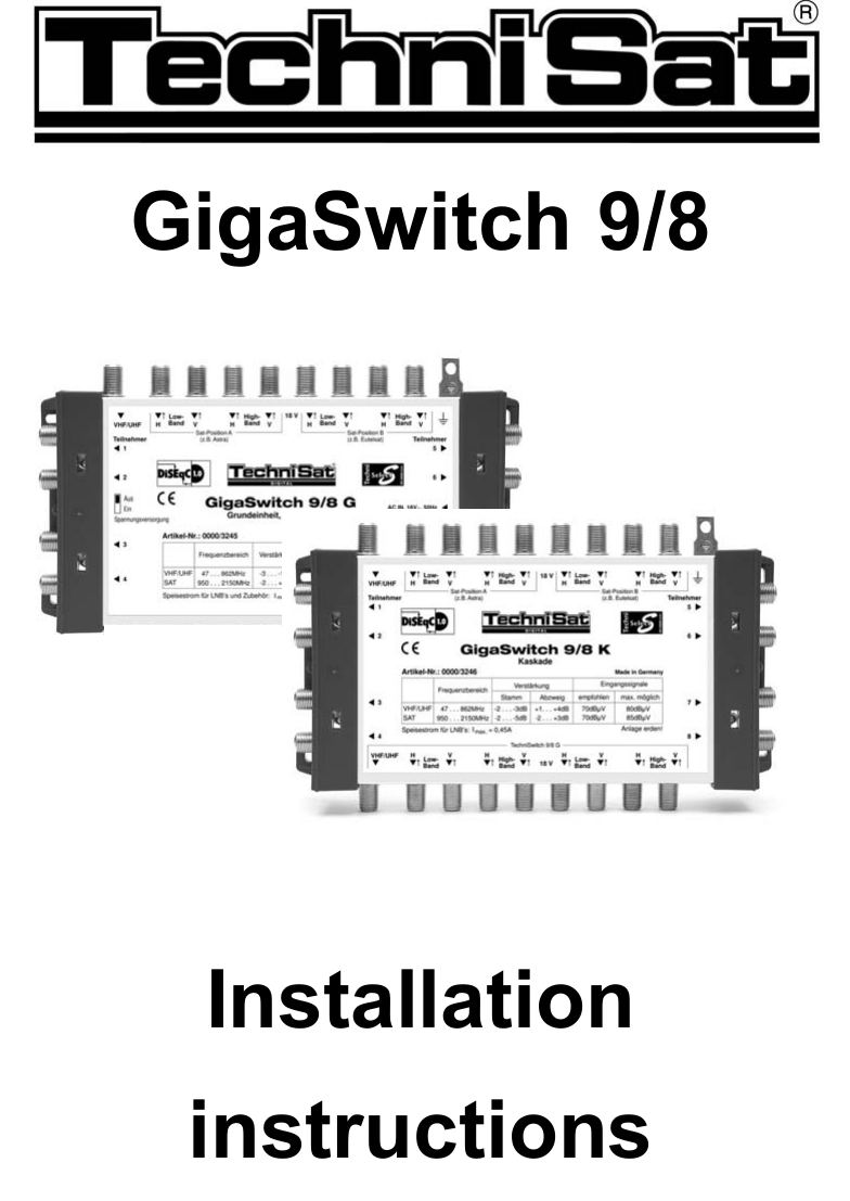 Page 1 of 8 - Technisat Technisat-Gigaswitch-9-8-Users-Manual- GIGASWITeng-1  Technisat-gigaswitch-9-8-users-manual