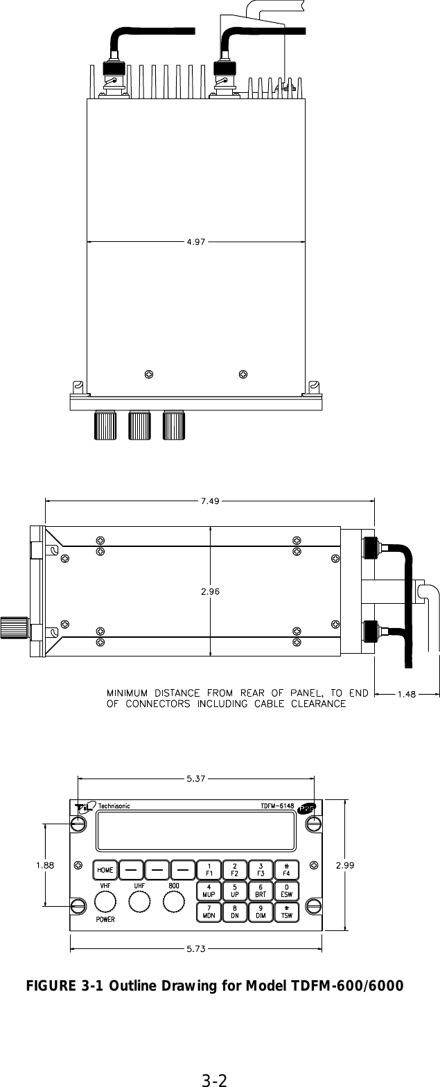 3-2                                                             FIGURE 3-1 Outline Drawing for Model TDFM-600/6000     