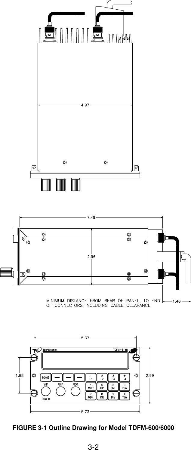 3-2                                                                FIGURE 3-1 Outline Drawing for Model TDFM-600/6000   