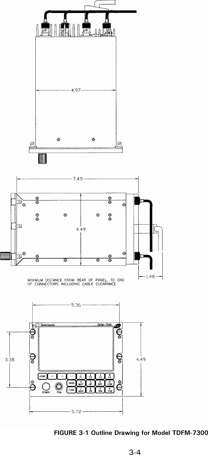 3-4   FIGURE 3-1 Outline Drawing for Model TDFM-7300  
