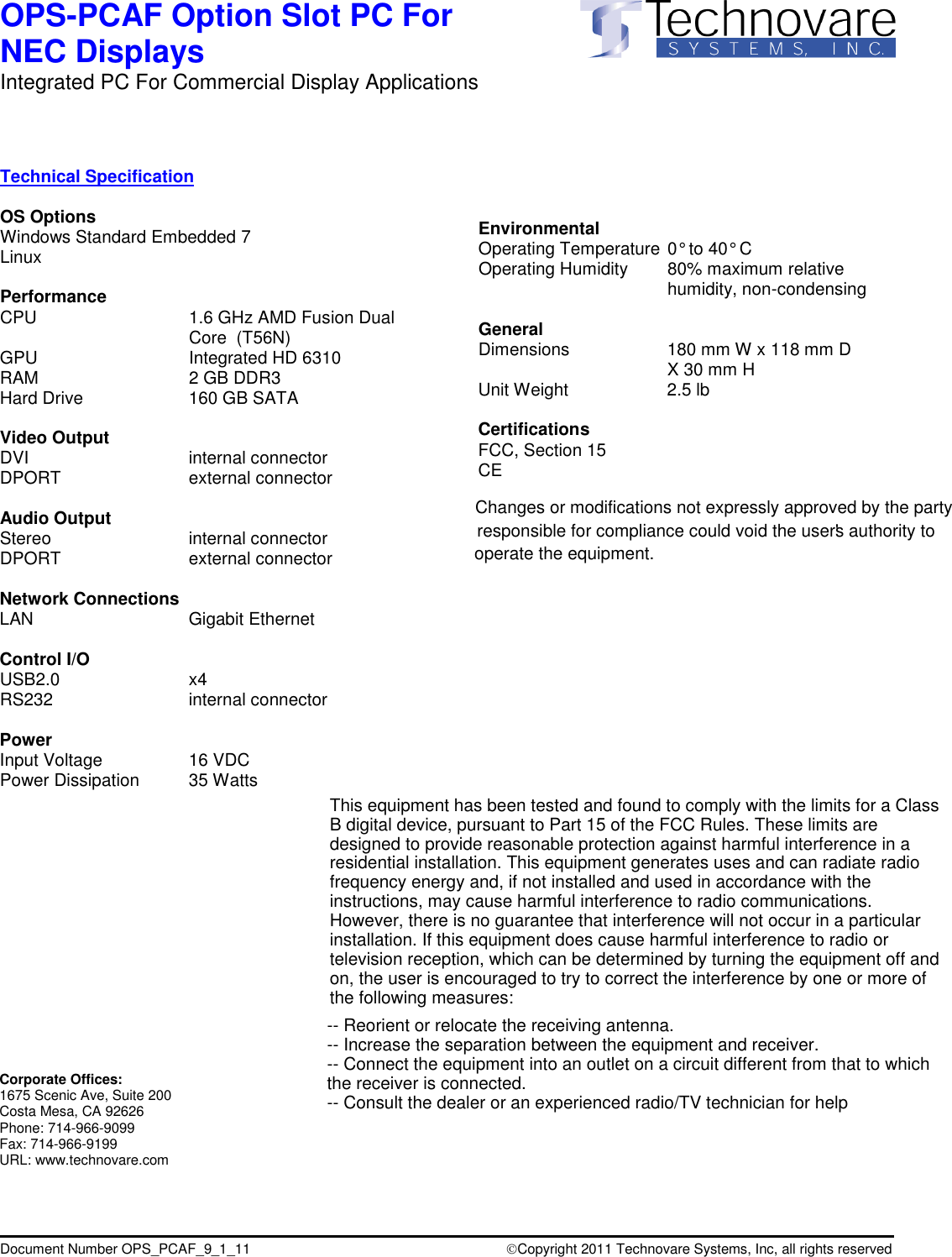 Technovare Systems Opspcaf-shswsh Embedded Computer User Manual 72 