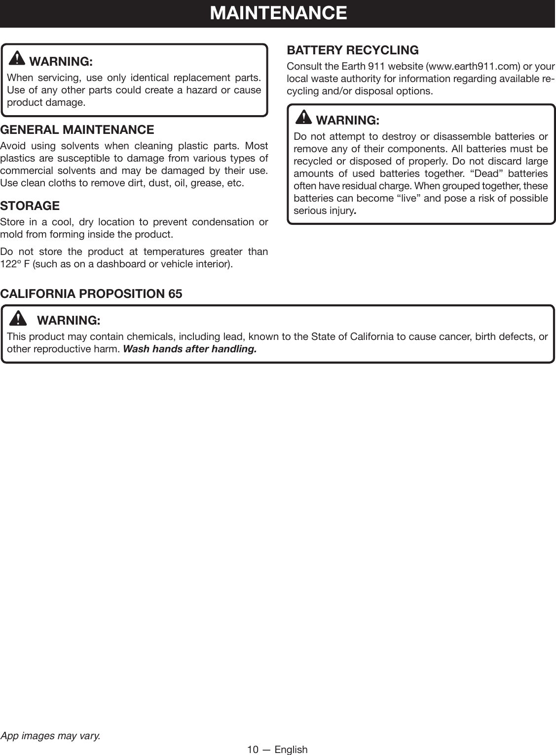 Page 10 of Techtronic Cordless GP ES51A INSPECTION SCOPE User Manual