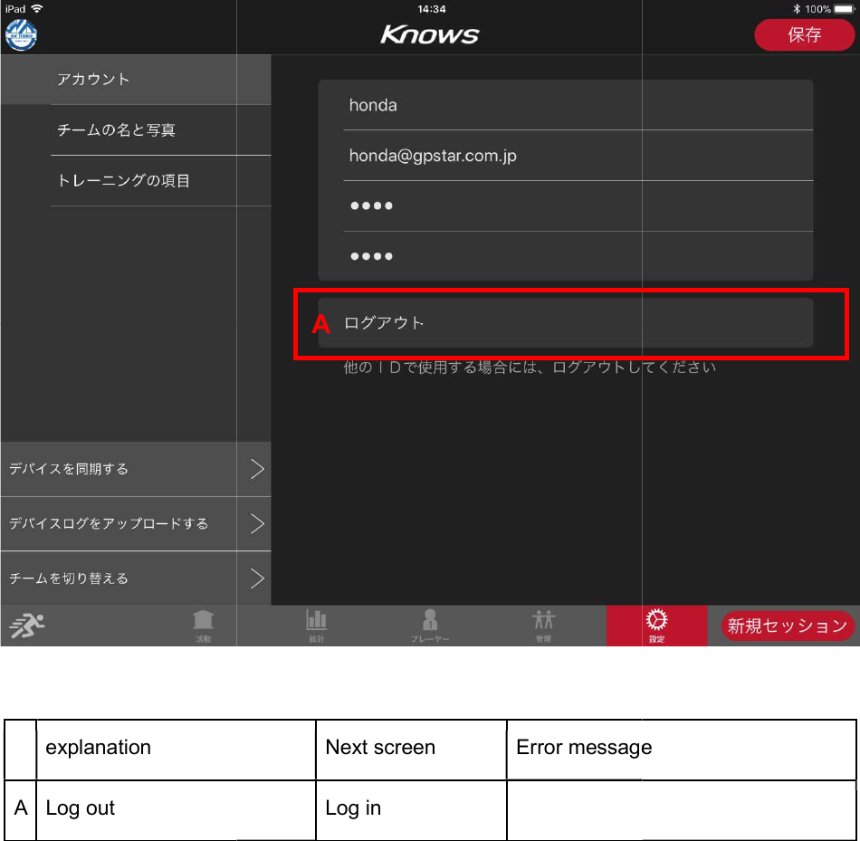    explanation A Log out    Next screen  Error messageLog in     A  message 