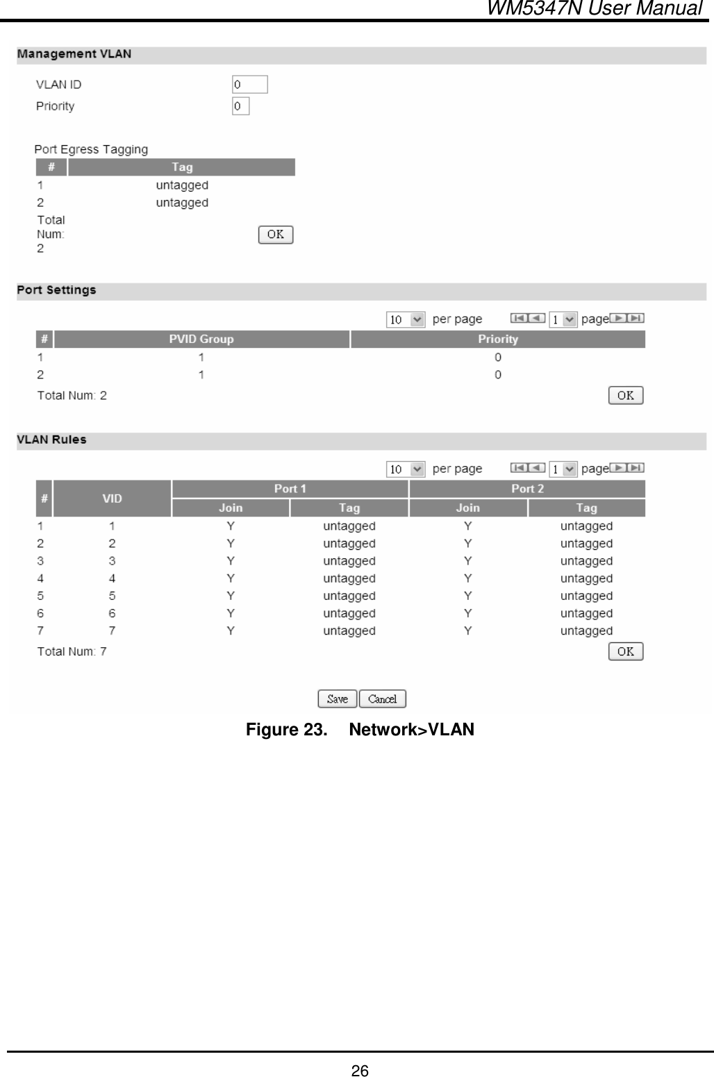  WM5347N User Manual  26  Figure 23.   Network&gt;VLAN           