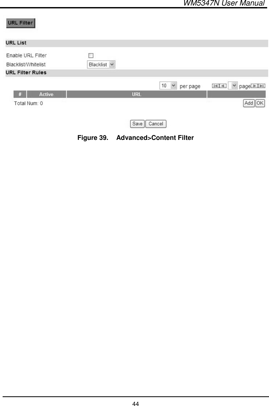  WM5347N User Manual  44  Figure 39.   Advanced&gt;Content Filter   