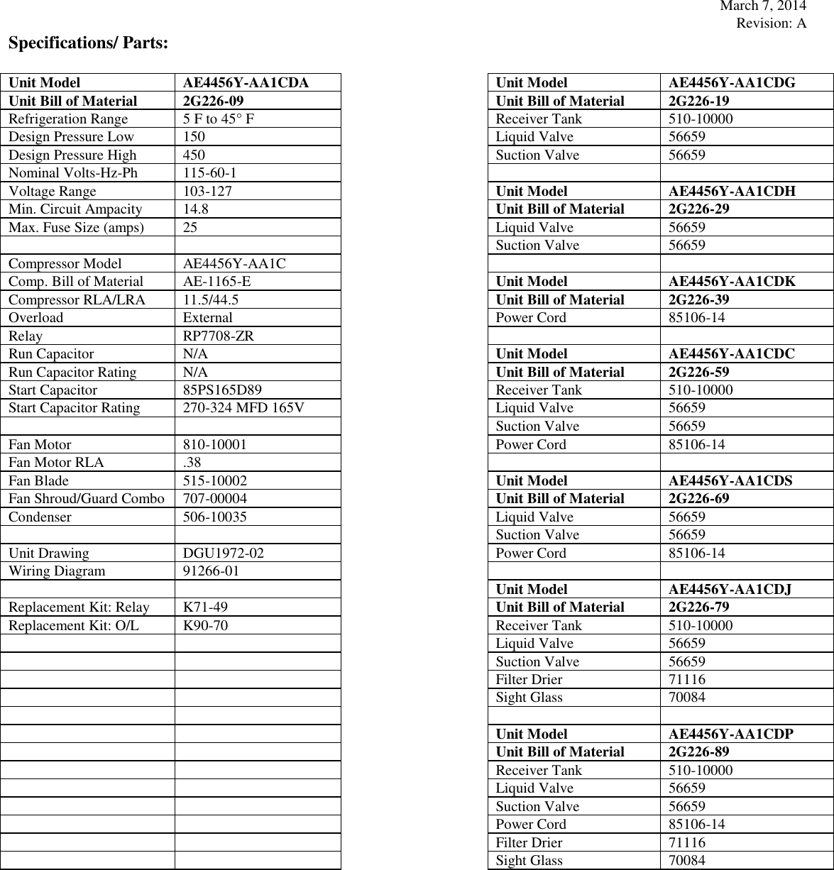 Page 2 of 3 - Tecumseh Tecumseh-Ae4456Y-Aa1Cda-Performance-Data-Sheet- June 6, 2000  Tecumseh-ae4456y-aa1cda-performance-data-sheet